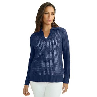 Jessica London Women's Plus Size Pullover Crochet Polo