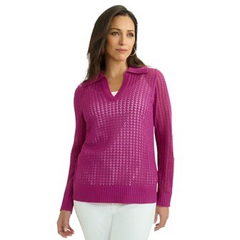 Jessica London Women's Plus Size Pullover Crochet Polo