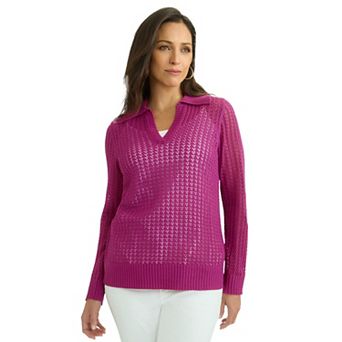 Jessica London Women's Plus Size Pullover Crochet Polo