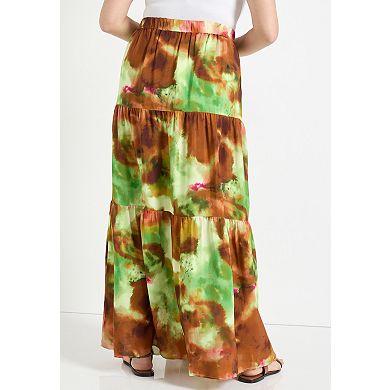 June + Vie Women's Plus Size High-Slit Maxi Skirt