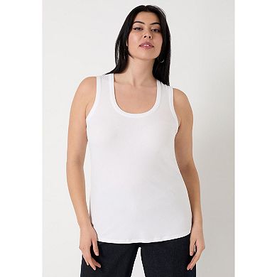 June + Vie Women's Plus Size Ribbed Scoopneck Tank Top