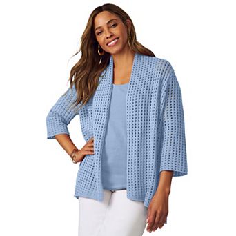 Jessica London Women's Plus Size Crochet Cardigan