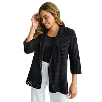 Jessica London Women's Plus Size Crochet Cardigan