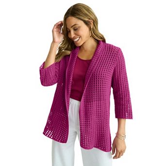 Jessica London Women's Plus Size Crochet Cardigan