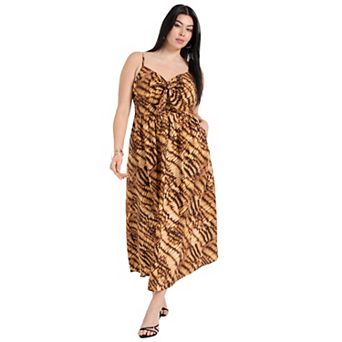 June + Vie Women's Plus Size Bow-Detailed Midi Dress