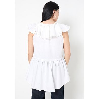June + Vie Women's Plus Size Ruffled Peplum Top