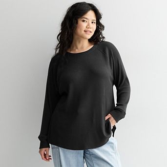 Juniors' Plus Size SO® Cozy Ribbed Crew Pullover