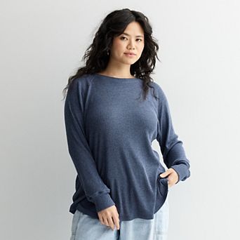Juniors' Plus Size SO® Cozy Ribbed Crew Pullover
