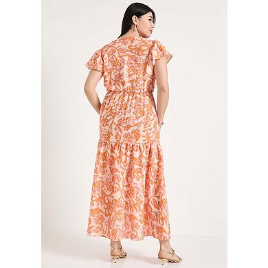 June & Vie Women's Plus Size Faux-Wrap Maxi Dress