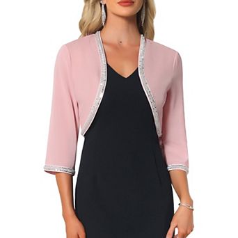 Women's Evening Shurg Sequin Beaded Open Front Cocktail Formal Bolero