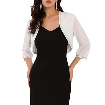 Women's Evening Shurg Sequin Beaded Open Front Cocktail Formal Bolero