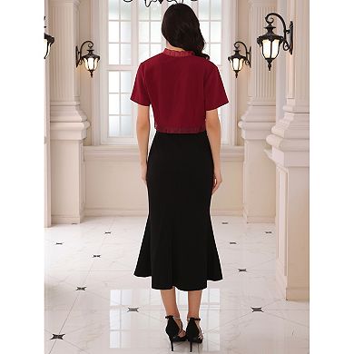 Women's Ruffle Bolero Shrug Short Sleeve Open Front Formal Cropped Cardigan