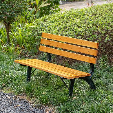 Park Bench with Backrest for 2 Persons