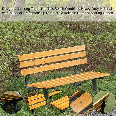 Park Bench with Backrest for 2 Persons