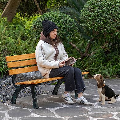Park Bench with Backrest for 2 Persons