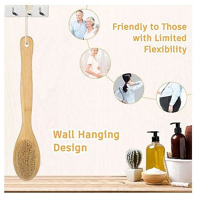 Long Handle Bath Brush Double Sided Back Scrubber 15.7"