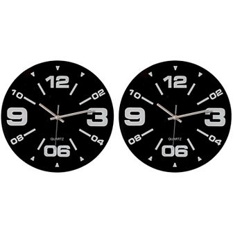 Set of 2 Black Wall Clocks