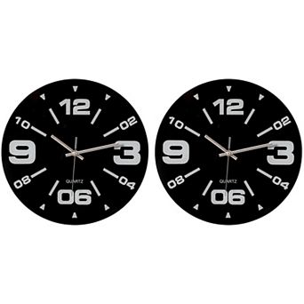 Set of 2 Black Wall Clocks