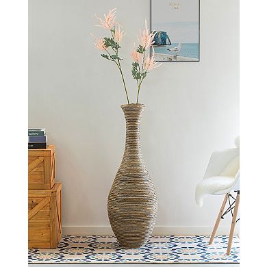 Set of 2 Tall Rattan Floor Vase
