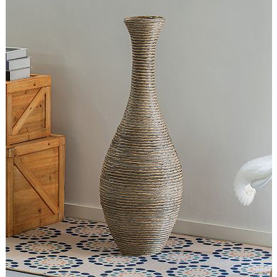 Set of 2 Tall Rattan Floor Vase
