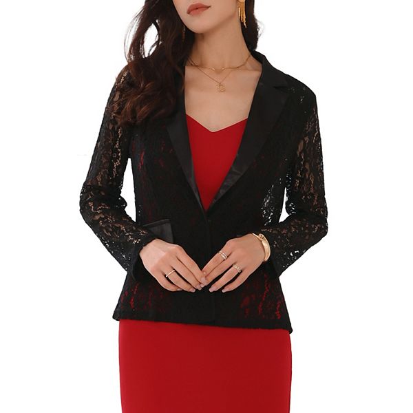 Floral Pattern Lace Single-Breasted Blazer