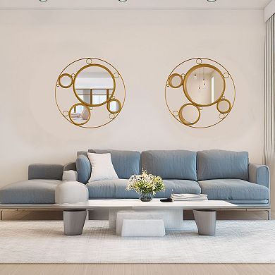 Set of 2 19.75-inch Round Frame Mirror