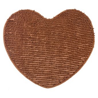 1 pc Heart Shaped Chenille Bath Rugs Shaggy Bath Mats Non-Slip Plush Bath Carpet for Shower 20"x24"