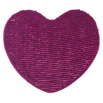 1 pc Heart Shaped Chenille Bath Rugs Shaggy Bath Mats Non-Slip Plush Bath Carpet for Shower 20"x24"