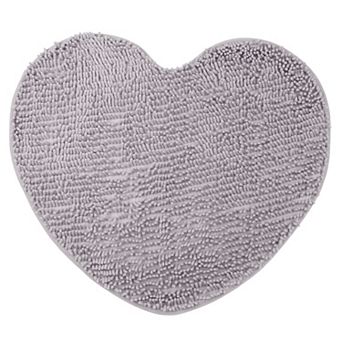 1 pc Heart Shaped Chenille Bath Rugs Shaggy Bath Mats Non-Slip Plush Bath Carpet for Shower 20"x24"