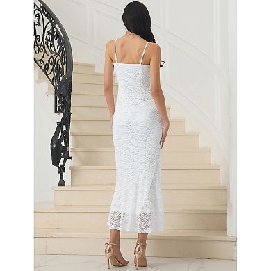 Women's Lace Bodycon Dresses Spaghetti Strap Cocktail Maxi Dress
