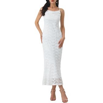 Women's Lace Bodycon Dresses Spaghetti Strap Cocktail Maxi Dress