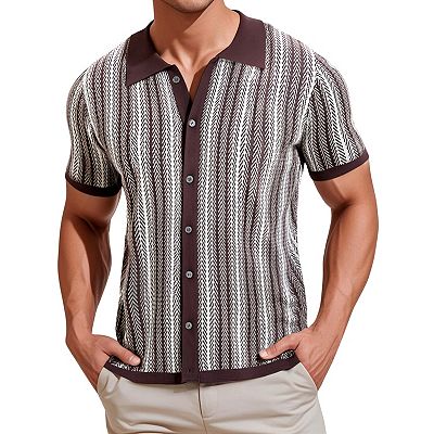 short sleeve polo dress shirts Twillory Men's Short Sleeve Button Down Polo - NAVY - Tailored Fit, Moisture-Wicking