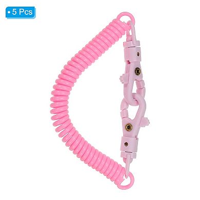 Retractable Coil Springs Keychain, 5 Pack Anti-lost Key Chain Holder Lanyard Cord with Lobster Clasp