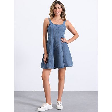 Denim Dress for Women's Casual Tank Square Neck Mini Dress