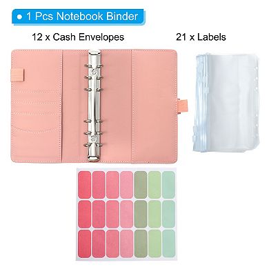 A6 Budget Binder with Zipper Envelopes, 33Pcs Money Binder Planner for Budgeting Saving Expense