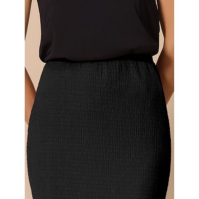 Women's Texture Stretchy Bodycon Mermaid Skirt Lettuce Hem Elastic High Waist Maxi Skirts