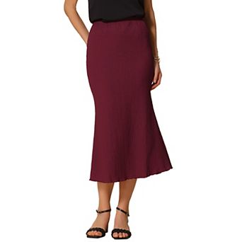 Women's Texture Stretchy Bodycon Mermaid Skirt Lettuce Hem Elastic High Waist Maxi Skirts