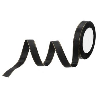 5/8 Inch 25 Yard Wide Satin Ribbon with Gold Edges Border Grosgrain Fabric Ribbon