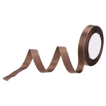 5/8 Inch 25 Yard Wide Satin Ribbon with Gold Edges Border Grosgrain Fabric Ribbon