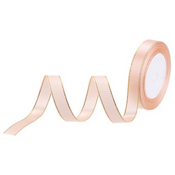 5/8 Inch 25 Yard Wide Satin Ribbon with Gold Edges Border Grosgrain Fabric Ribbon