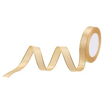 5/8 Inch 25 Yard Wide Satin Ribbon with Gold Edges Border Grosgrain Fabric Ribbon