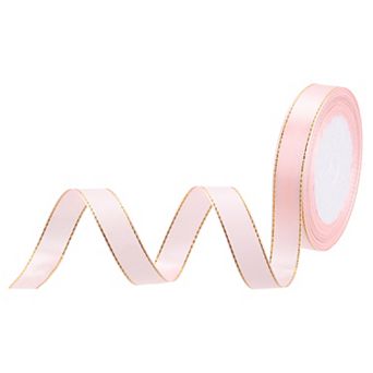 5/8 Inch 25 Yard Wide Satin Ribbon with Gold Edges Border Grosgrain Fabric Ribbon