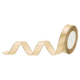 3/4 Inch 25 Yard Wide Satin Ribbon with Gold Edges Border Grosgrain Fabric Ribbon