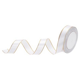 3/4 Inch 25 Yard Wide Satin Ribbon with Gold Edges Border Grosgrain Fabric Ribbon