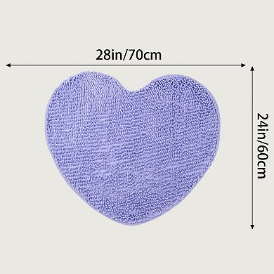 1Pcs Heart Shaped Chenille Bath Rugs Shaggy Bath Mats Non-Slip Plush Bath Carpet for Shower 24"x28"