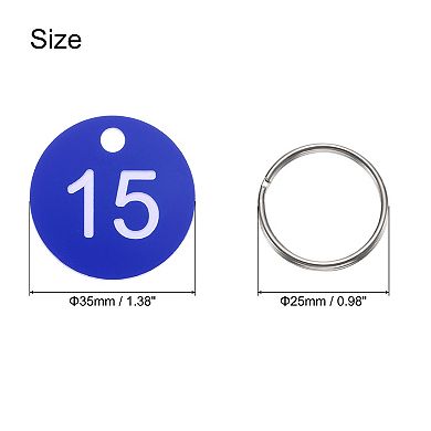 Number Key Tags 1-20, 20 Pcs 35mm Round Number Tags Plastic Numbered Keychains for Keys Lockers