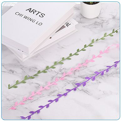44 Yards Pink Leaf Ribbon, Leaves Trim Rope Artificial Leaf String for Wreath Making Gift Wrapping