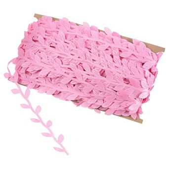 44 Yards Pink Leaf Ribbon, Leaves Trim Rope Artificial Leaf String for Wreath Making Gift Wrapping