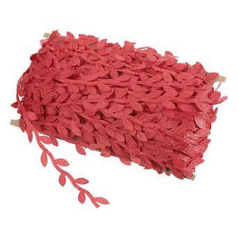 44 Yards Pink Leaf Ribbon, Leaves Trim Rope Artificial Leaf String for Wreath Making Gift Wrapping