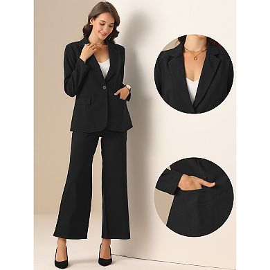 Business Blazer Pants Set for Women's One Button Office Work Professional 2 Piece Pant Suit
